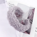 Detailed macro view of the lavender lamb velvet headband with soft fuzzy plush texture - Gray