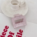 Détail d'une pince à cheveux rose mouchetée style terrazzo sur une assiette céramique - Carré (Rose Clair Tacheté) / Rose Clair