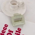 Vue détaillée d'une pince à cheveux carrée vert clair avec texture mouchetée - Carré (Vert Menthe Tacheté) / Vert menthe