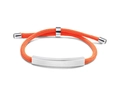 Adjustable woven bracelet in vibrant orange cord with a polished silver metal plate - Orange Rope/Silver Metal