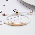Minimalist white braided nylon bracelet with rose gold adjustable stainless steel accent - White Rope/Rose Gold Metal