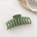 Detail of matte green large hair claw clip with multi-tooth grip for thick hair - Matte Dragon Bone Claw Clip - Green