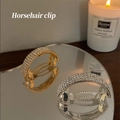 Elegant curved ponytail clips in gold and silver finish with sparkling rhinestones - Mixed Colors