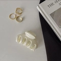 Elegante pinza para el cabello crema y set de joyas doradas para un estilo minimalista - Blanco Roto (7cm)
