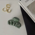 Elegant emerald green glossy hair claw clip for women in a minimalist fashion setting - Dark Green (7cm)