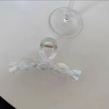Pince à cheveux croisée transparente irisée avec grand design torsadé et ressort doré - Pince torsadée / Irisé Transparent