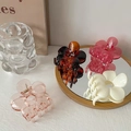 Floral hair claw clips set in pastel pink, cream white, amber, and rose red colors - Mixed Colors