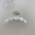 Pince à cheveux transparente irisée avec design à cinq perles courbées et ressort métal - Pince à Cinq Anneaux / Irisé Transparent