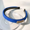 Klein blue velvet headband with non-slip teeth and a stylish 'Hand Made' cloth label - Narrow Sponge Headband (4950830767864) / Blue