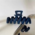 Detailed view of matte navy blue large hair claw clip with strong interlocking teeth - Navy Blue
