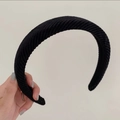 Klassisches schwarzes Cord-Haarband mit strukturierter Retro-Optik und gepolstertem Design - Schwarz