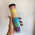 Rainbow high-elastic fabric hair ties set in a transparent storage tube for girls - Spring Colors