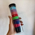 Cylindrical jar with 20 pieces of colorful high-elastic fabric hair ties for women - Mixed Colors
