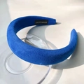 Handmade Klein blue thick sponge headband with premium velvet texture for women - Wide Edge Headband (4950830767866) / Blue