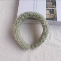 Thickened light green faux lamb wool headband with a soft curly plush texture for women - Mint Green