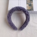Winter faux lamb wool headband in dusty purple color with soft fluffy texture - Purple