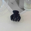Small matte black hair claw clip with multi-claw design for high ponytail styling - Black