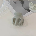 Minimalist matte sage green hair claw clip for high ponytail styling on glass tray - Gray