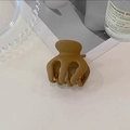 Matte caramel brown claw clip for high ponytail styling with octopus-inspired non-slip grip - Khaki