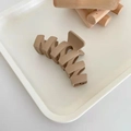 Matte milk tea coffee large hair claw clip with crossed hollow wave design for women - Wave Style / Milk Coffee