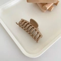 Matte mocha coffee large hair claw clip in a cross-hollow design for thick hair styling - Keel Style / Milk Coffee