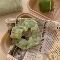 Elegante elastico per capelli a scacchi verde chiaro in tessuto organza semitrasparente - Quadri Verdi