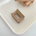 Matte brown square hair claw clip in a minimalist hollow design for thick hair - Square Style / Milk Coffee
