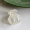 Macro shot of small pearlescent white hair claw clip with iridescent finish and curved teeth - Aurora White