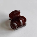 Glossy coffee brown curved claw clip for high ponytail support in smooth resin - Chocolate