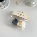 Set of two minimalist matte small square hair claws in navy blue and beige colors - Beige And Grey Blue
