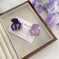 Set of two candy color hair claws in purple and lavender tones on a wooden tray - Dark Purple and Light Purple Translucent Combo / Small Purple Series