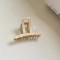 Elegante molletta per capelli in acetato bianco crema con denti in metallo dorato - Iridescente Sirena (Clip Dorata)