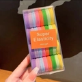 Vibrant high-elasticity colorful hair ties set in a compact clear rectangular box - Multicolor