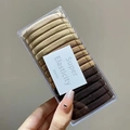 Detail of high elasticity hair ties set in earthy tones within a clear storage box - 7# Coffee Scrunchie
