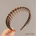 Braunes beflocktes gewelltes Stirnband mit Zähnen für das Haarstyling, 11,5 cm Durchmesser - Kaffee Breites Stirnband
