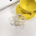 Dettaglio molletta per capelli a forma di fiore trasparente con molla in metallo oro - Bianco Gelatina