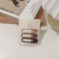 Detailed view of three rectangular matte hair clips in pink and brown gradient set - Hollow Oval