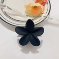 Detalle de pinza para el pelo con flor negra mate en plato cerámico decorativo - Negro