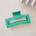 Detail of a large 13cm square matte mint green hair claw clip with wide gripping teeth - Lake Blue (Square Claw Clip Approx 13cm)