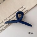 Macro view of matte navy blue shark hair claw clip showing 11cm length measurement - M / Matte Navy Blue