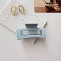 Detailed view of large Morandi blue rectangle hair claw clip with ink splatter texture - Sesame Point Blue