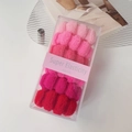 Detail of high-elasticity seamless hair ties set in a pink gradient gift packaging box - Pink Series