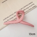 Detail of 13cm matte pink claw clip with cross-twist design on minimalist fabric - Matte Large Pink-13cm