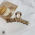Detail view of large amber jelly flower hair claw clip with transparent acrylic petals - Jelly Dark Gray