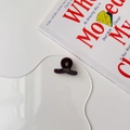Detailed shot of dark brown mini cellulose acetate hair claw with France Handmade logo - Chocolate