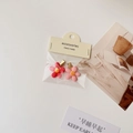 Handmade pink camellia flower hair clips set for girls on decorative accessory card - Girlish Pink Flower