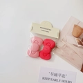 Set of two sweet pink and red bow hair clips in handmade accessories packaging - Girlish Pink Tie Bow