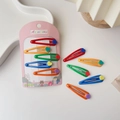 Detailed macro view of colorful metal hair clips with cute heart accents for girls - Heart Style Morandi Color