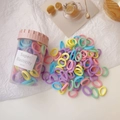 Detail shot of multi-colored high-elasticity seamless hair bands in a transparent jar - Spring Colors Ice Cream Cup