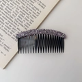Detailed macro view of hair comb featuring sparkling purple and silver rhinestones - Rhinestone Style / Rhinestone Hair Comb - Purple